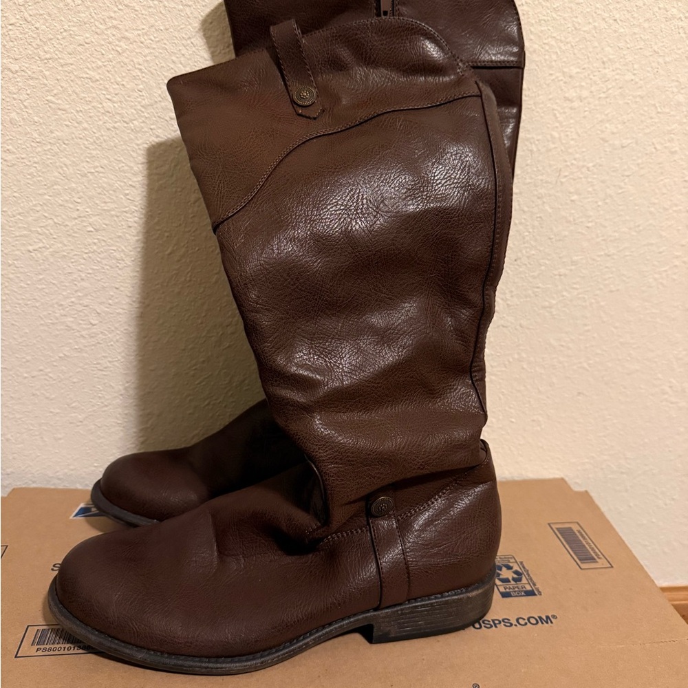Unr8ed Brown Knee-High‎ Leather Boots